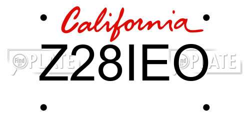 Z28IEO California License Plate