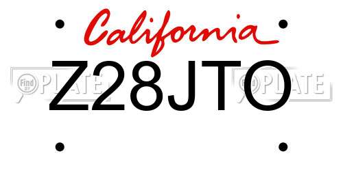 Z28JTO California License Plate