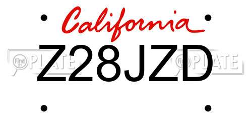 Z28JZD California License Plate