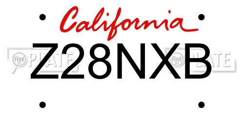 Z28NXB California License Plate