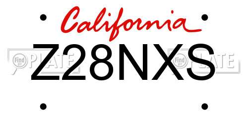 Z28NXS California License Plate