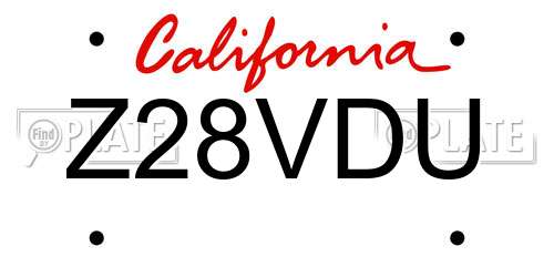 Z28VDU California License Plate