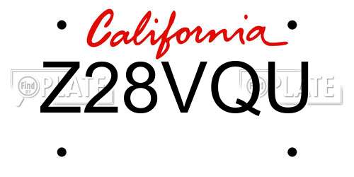 Z28VQU California License Plate