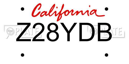 Z28YDB California License Plate