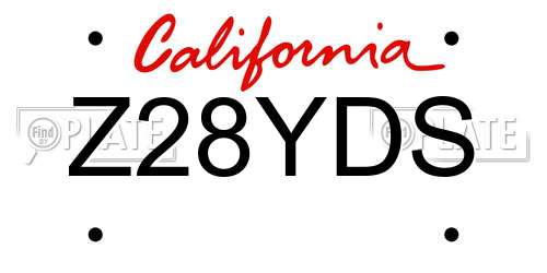 Z28YDS California License Plate