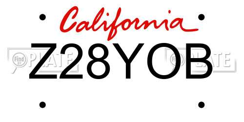 Z28YOB California License Plate
