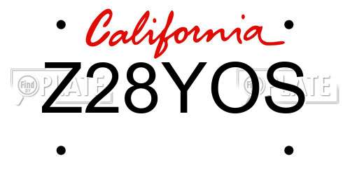 Z28YOS California License Plate