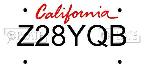Z28YQB California License Plate