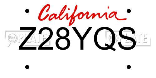 Z28YQS California License Plate