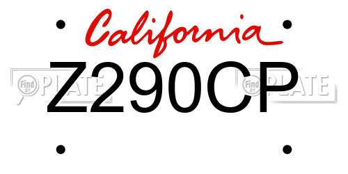 Z290CP California License Plate