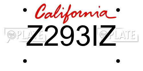 Z293IZ California License Plate