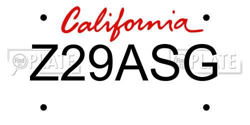 Z29ASG California License Plate