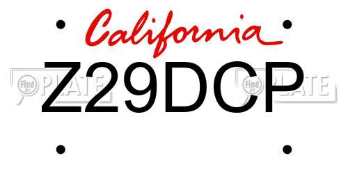 Z29DCP California License Plate