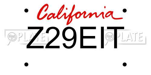 Z29EIT California License Plate