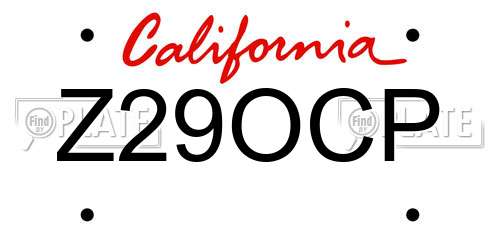 Z29OCP California License Plate