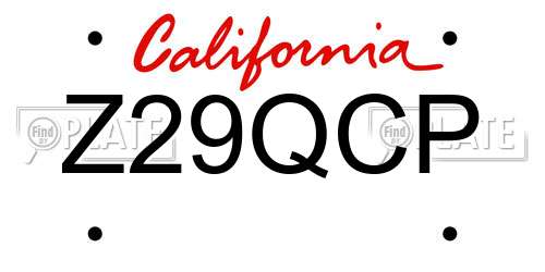 Z29QCP California License Plate
