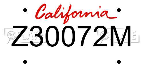 Z30072M California License Plate