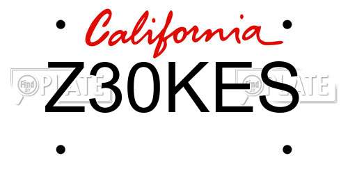 Z30KES California License Plate