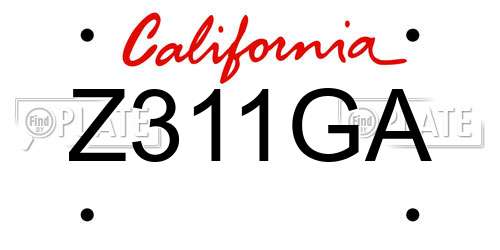 Z311GA California License Plate