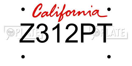 Z312PT California License Plate