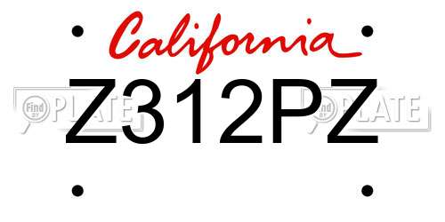 Z312PZ California License Plate