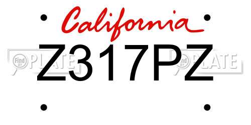 Z317PZ California License Plate