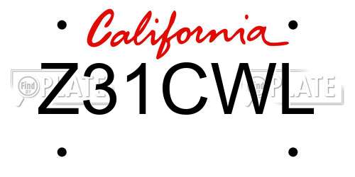 Z31CWL California License Plate