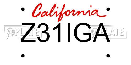 Z31IGA California License Plate