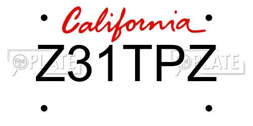 Z31TPZ California License Plate