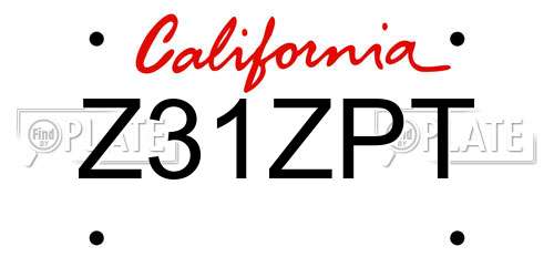 Z31ZPT California License Plate