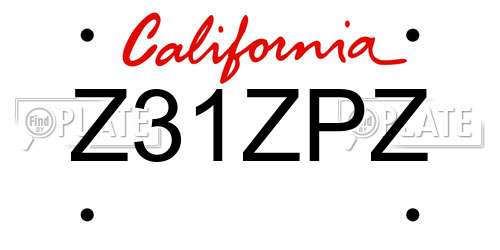 Z31ZPZ California License Plate