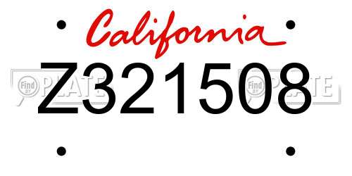 Z321508 California License Plate
