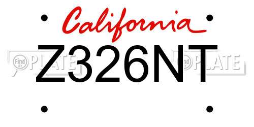 Z326NT California License Plate