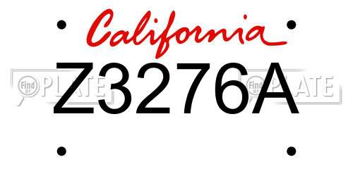 Z3276A California License Plate