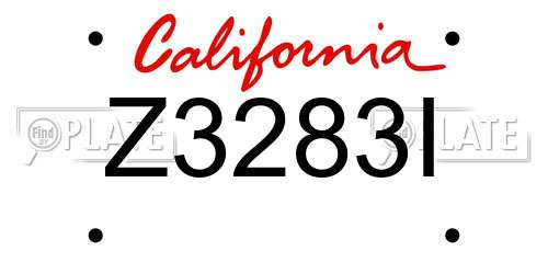 Z3283I California License Plate