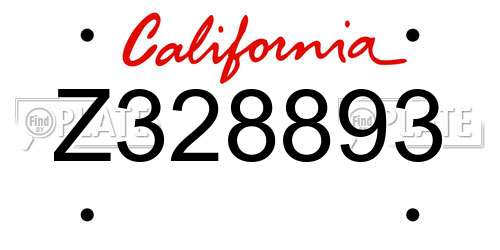 Z328893 California License Plate