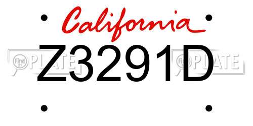 Z3291D California License Plate