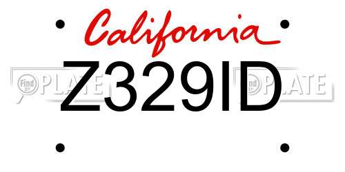 Z329ID California License Plate
