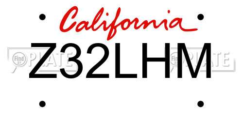 Z32LHM California License Plate