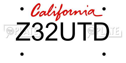 Z32UTD California License Plate