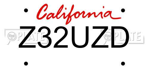 Z32UZD California License Plate