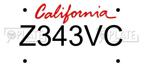 Z343VC California License Plate