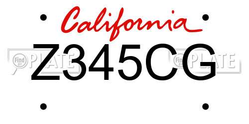 Z345CG California License Plate