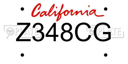 Z348CG California License Plate