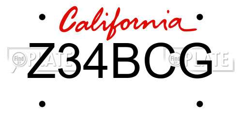 Z34BCG California License Plate