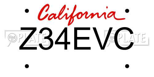 Z34EVC California License Plate