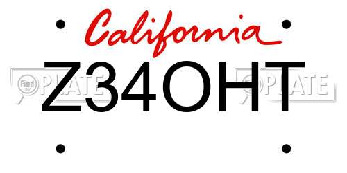 Z34OHT California License Plate