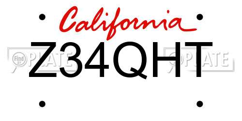 Z34QHT California License Plate
