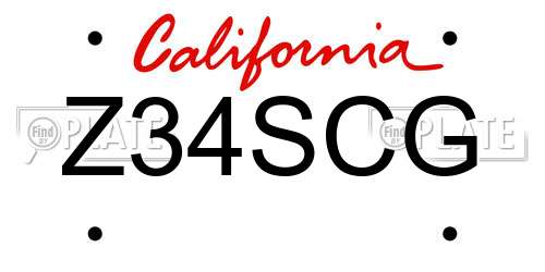 Z34SCG California License Plate