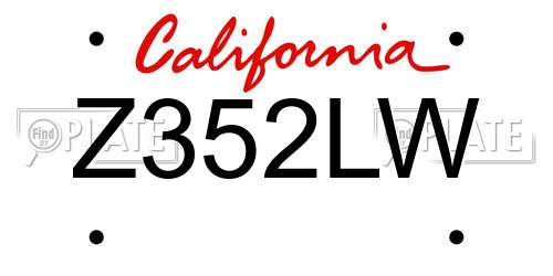 Z352LW California License Plate